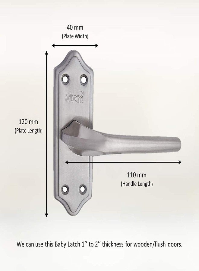 Atom Stainless Steel Bathroom Door Lock, Mortise Door Handle with Baby Latch Lock, Silver Satin Finish, Keyless, Bathroom Lockset for Door, Balcony Toilet Washroom, Skala-Bl - Image 3